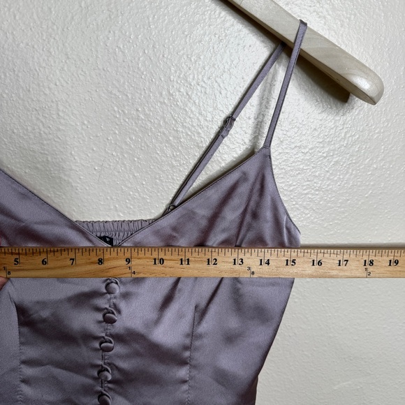 Abercrombie & Fitch Dress Women's Medium Dusty Lavender Satin Button Front Midi - Picture 5 of 7